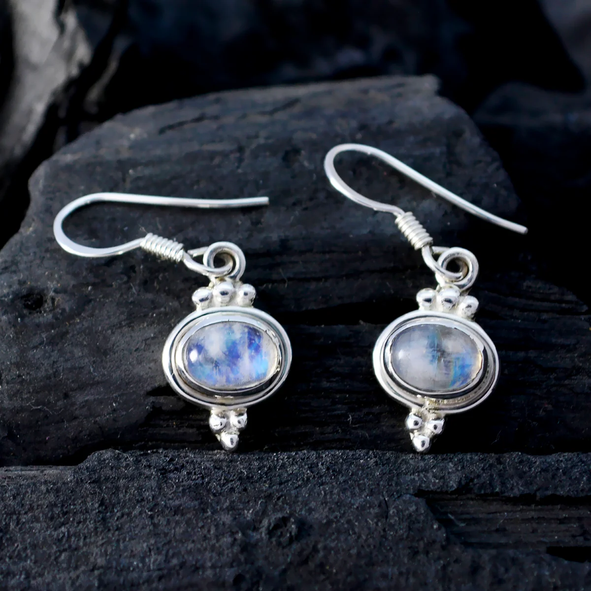Rainbow Moonstone American Ana multiple Dangle White Silver Earring - Image 4