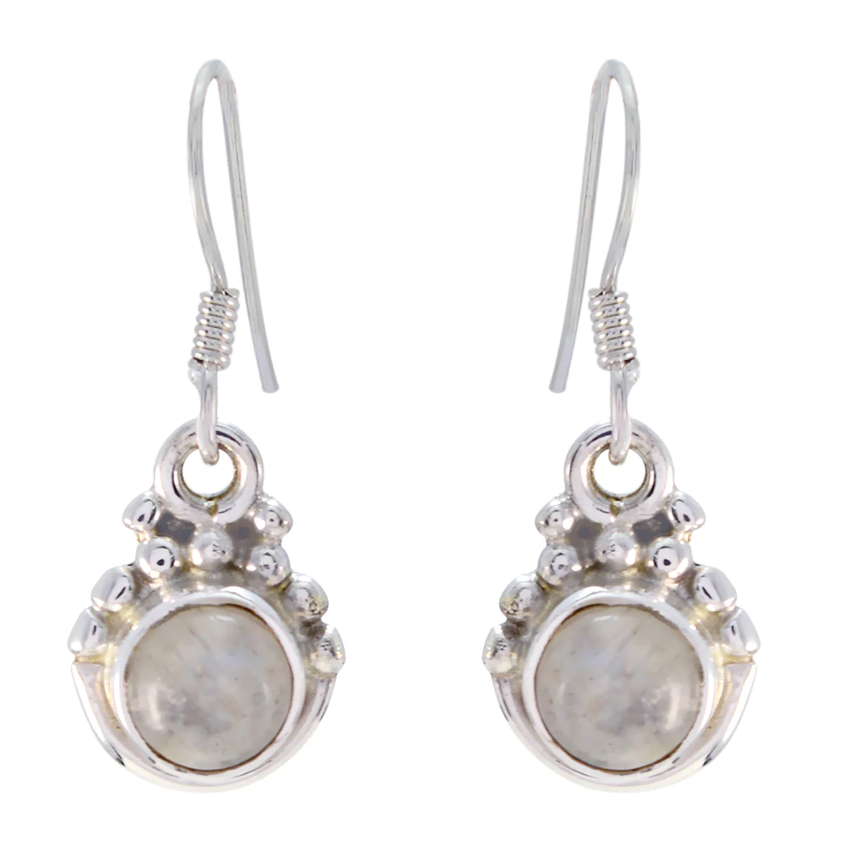 Rainbow Moonstone American Florencia multiple Dangle White 925 Silver Earring