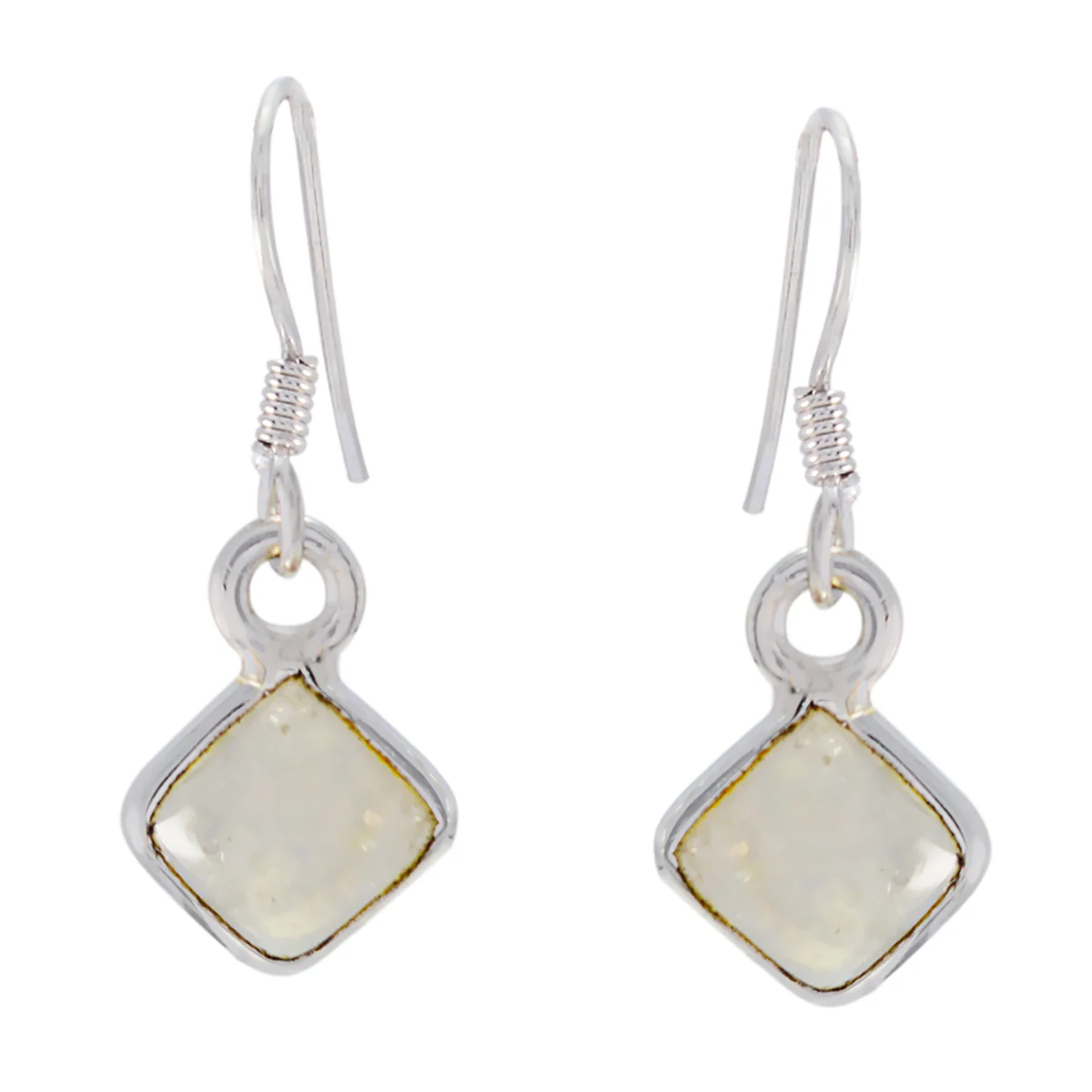 Rainbow Moonstone American Min-seo multiple Dangle White 925 Silver Earring