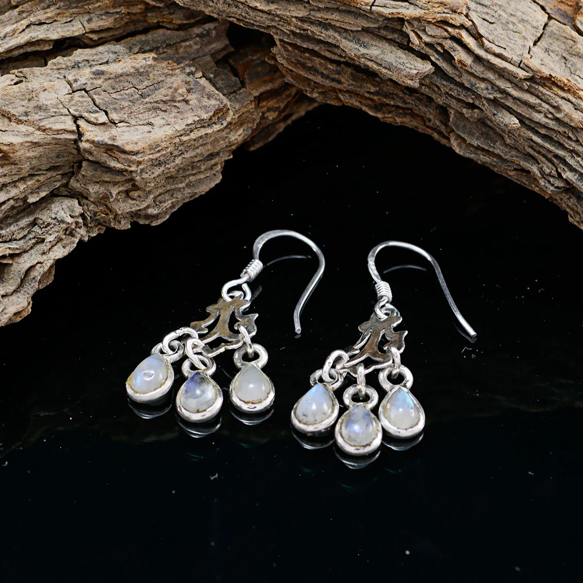 Rainbow Moonstone Australian Hina multiple Dangle White 925 Sterling Silver Earring - Image 4