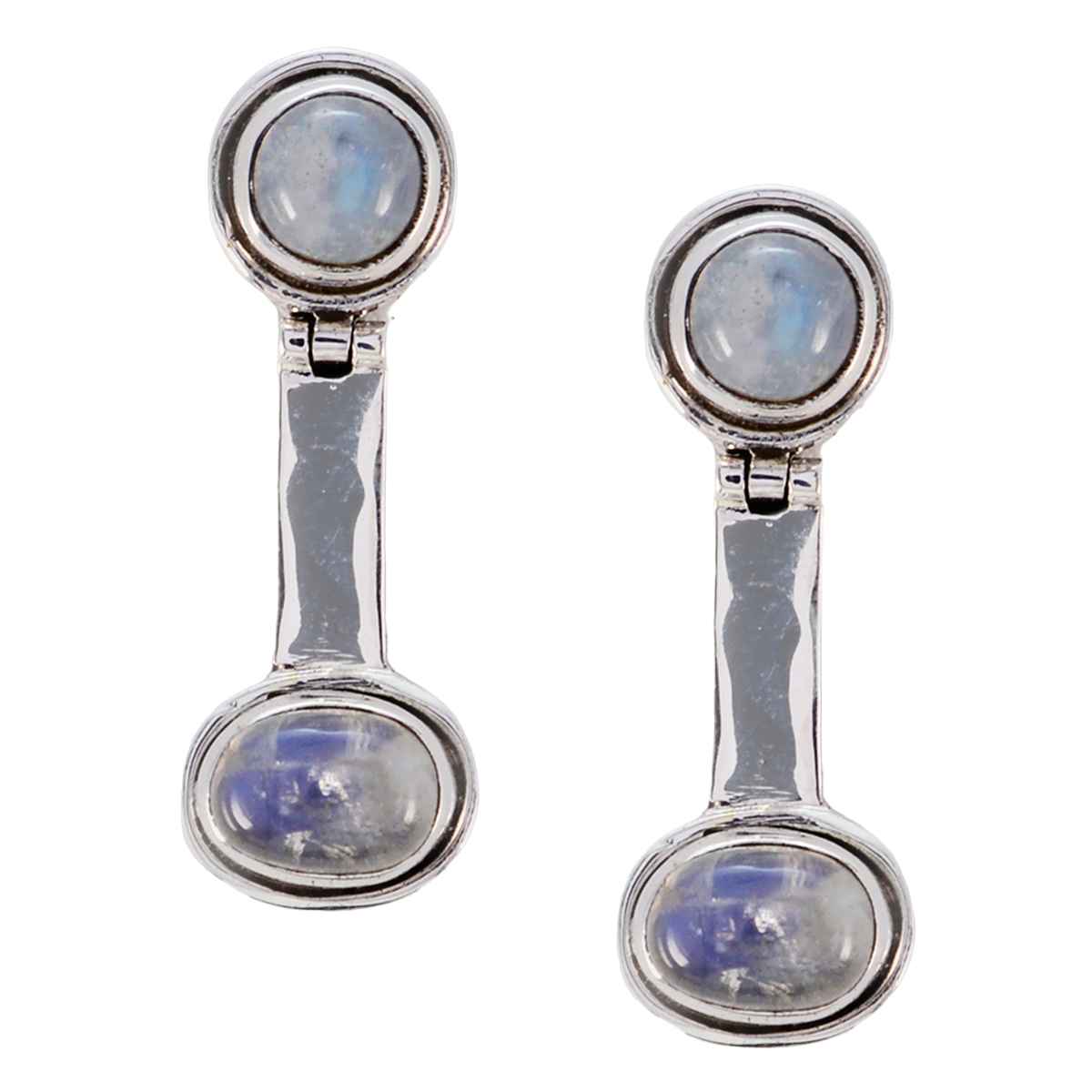Rainbow Moonstone Egyptian Renata multiple Stud White Sterling Silver Earring