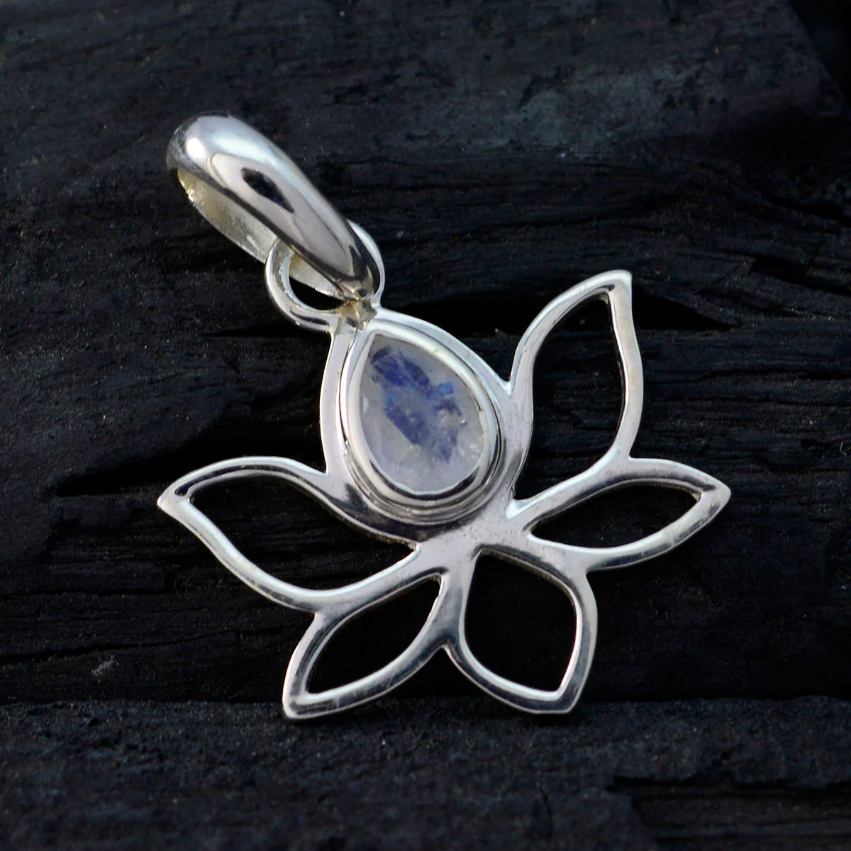 Rainbow Moonstone Elegant Japanese 92.5 Silver Solitaire Min-seo Rope-Wire White Pendant Jewellery - Image 3