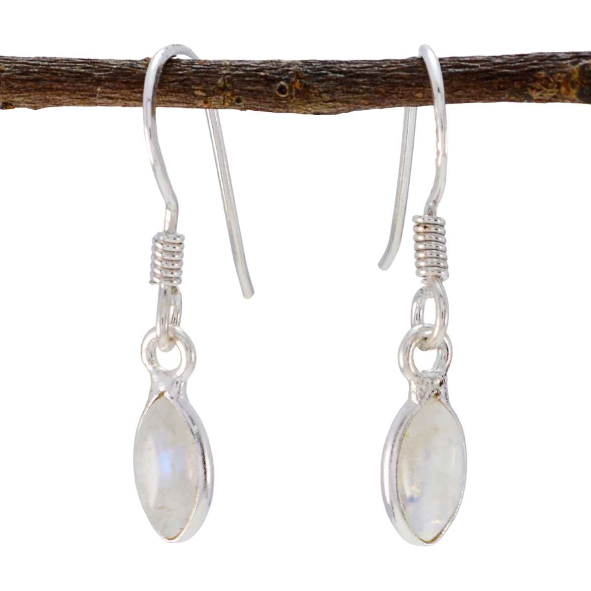 Rainbow Moonstone Italian Sakura multiple Dangle White Sterling Silver Earring