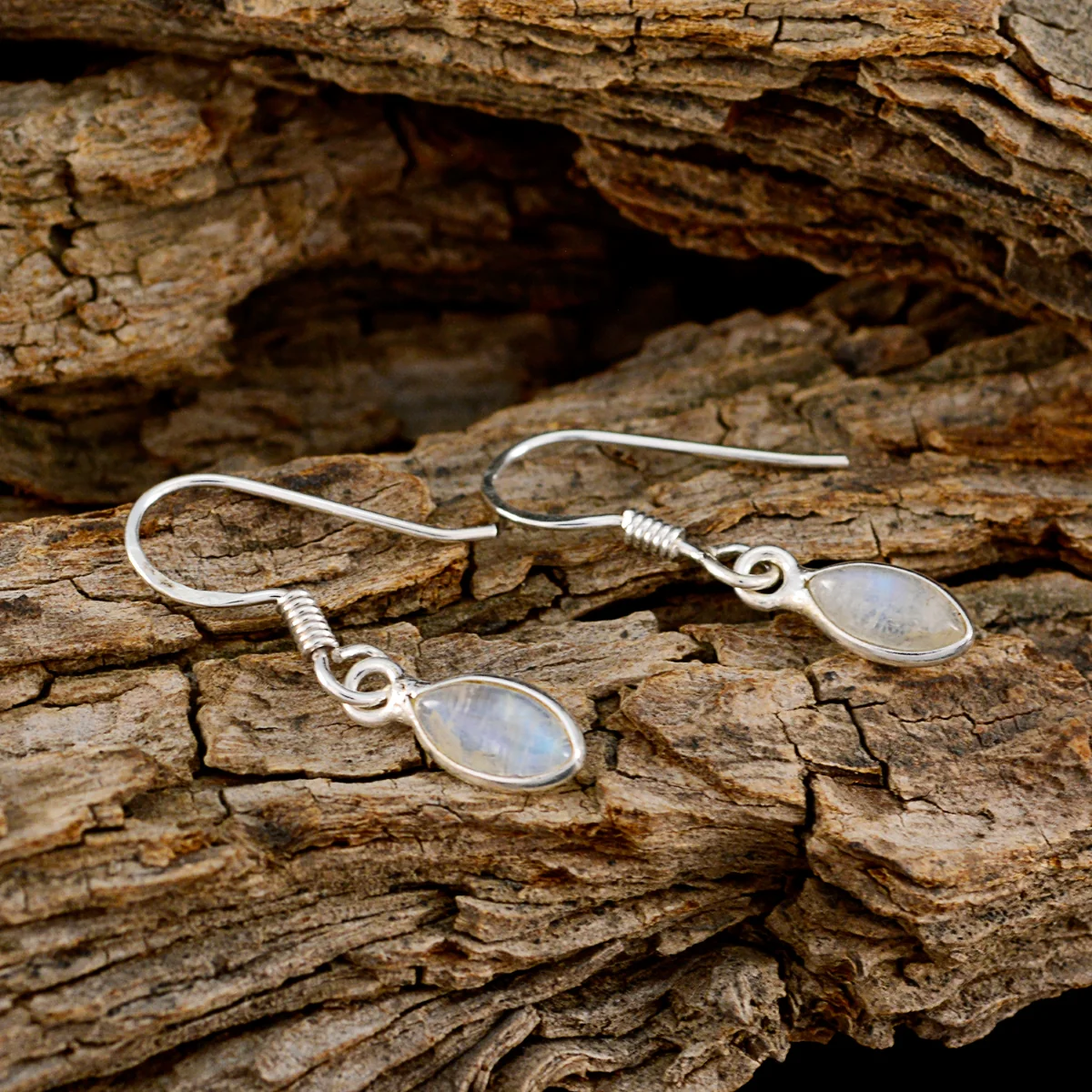 Rainbow Moonstone Italian Sakura multiple Dangle White Sterling Silver Earring - Image 3