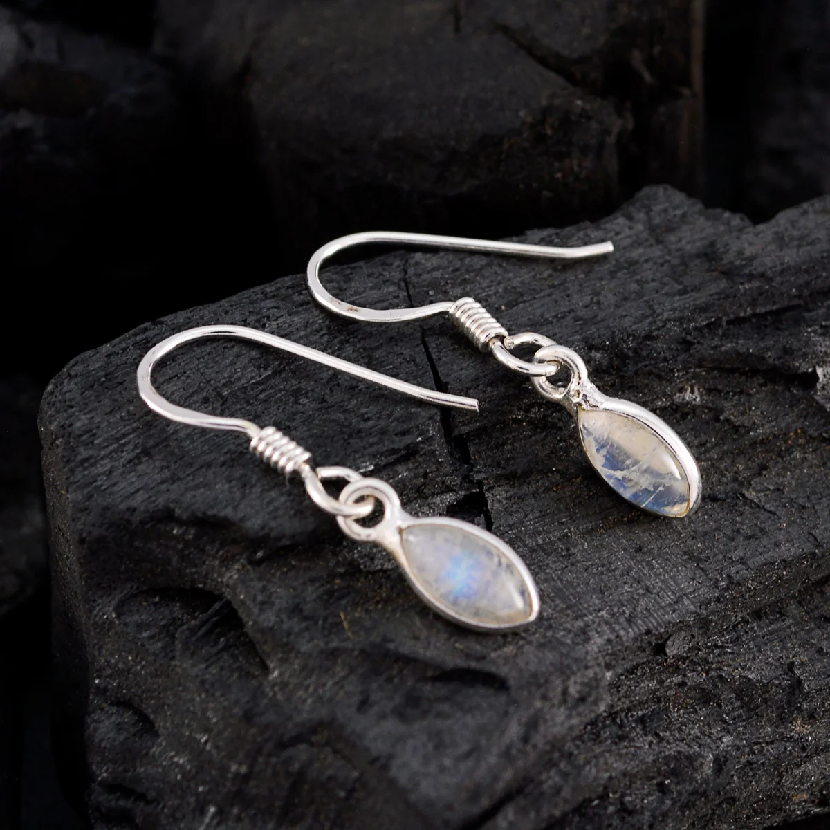 Rainbow Moonstone Italian Sakura multiple Dangle White Sterling Silver Earring - Image 4