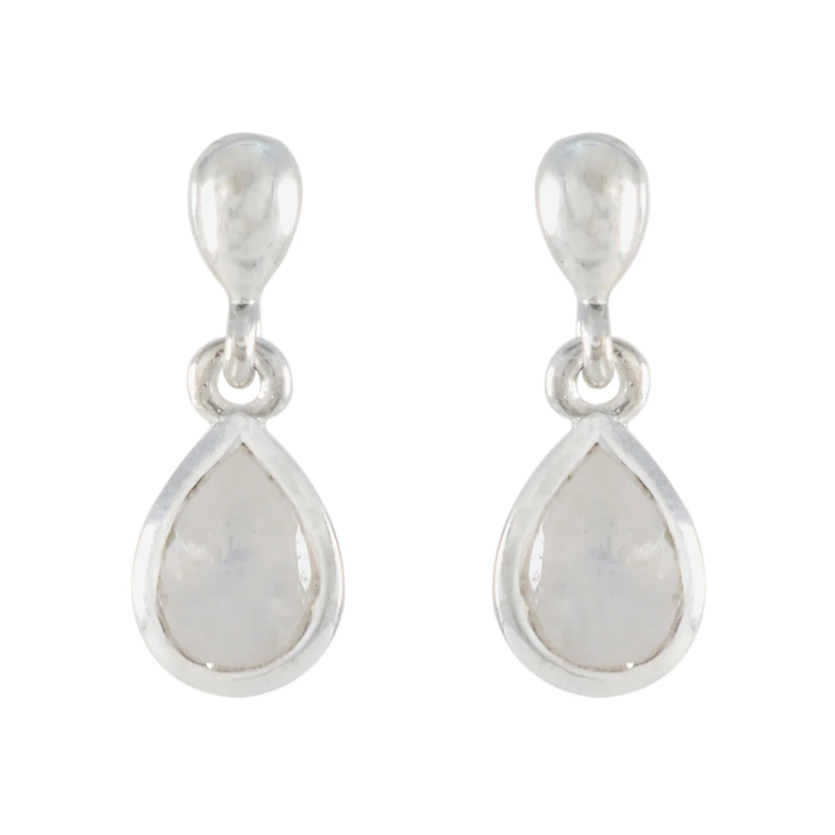 Rainbow Moonstone Korean Chen Solitaire Stud White 925 Silver Earring