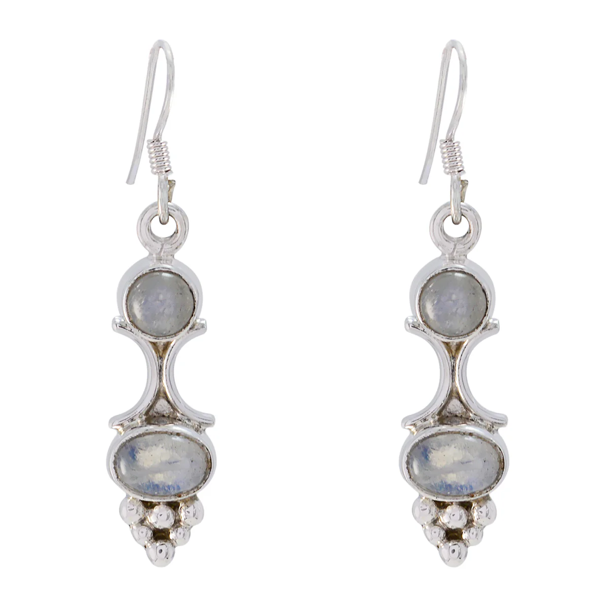 Rainbow Moonstone Latin American Yan multiple Dangle White Sterling Silver Earring