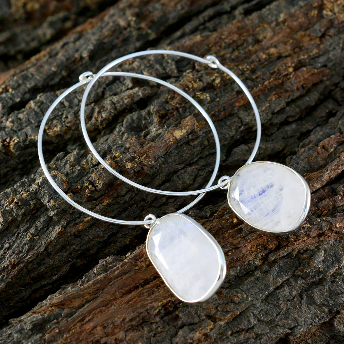 Rainbow Moonstone Middle Eastern Paula multiple Dangle White 925 Sterling Silver Earring - Image 3