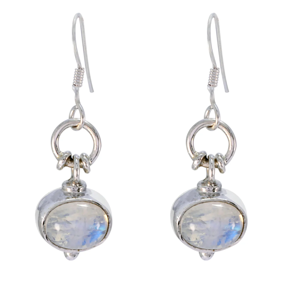 Rainbow Moonstone Moroccan Elena multiple Dangle White 925 Sterling Silver Earring