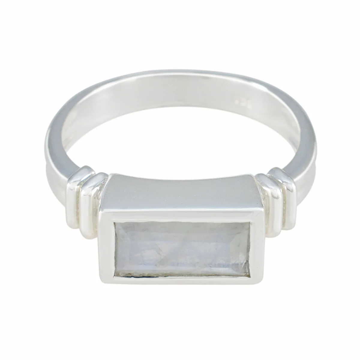 Rainbow Moonstone Solitaire African 925 Silver White Gemstones Minimal Fairytale Ring Jewellery