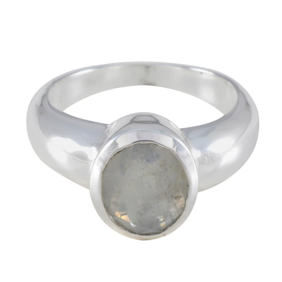 Rainbow Moonstone Solitaire African Silver White Gems Mid-weight Romantic Ring Jewellery