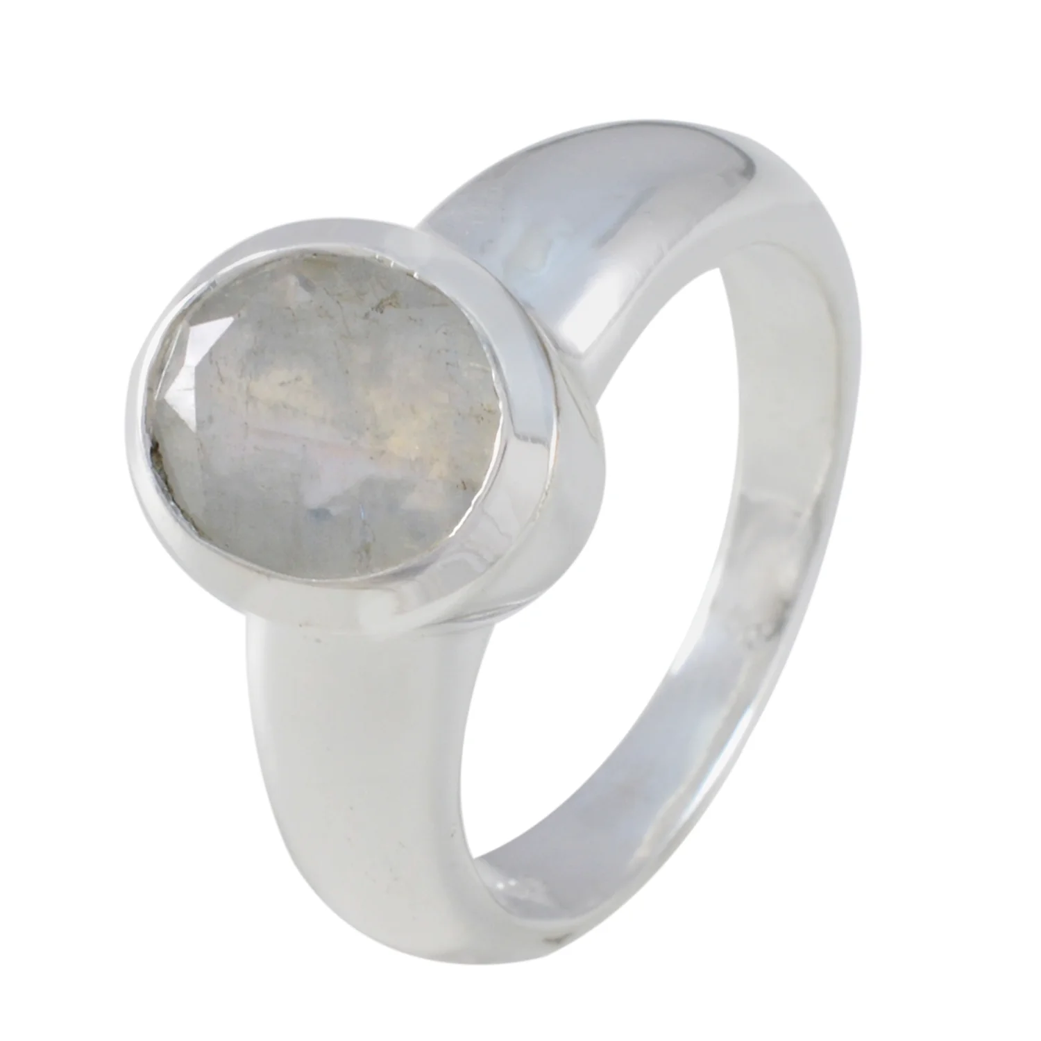 Rainbow Moonstone Solitaire African Silver White Gems Mid-weight Romantic Ring Jewellery - Image 2