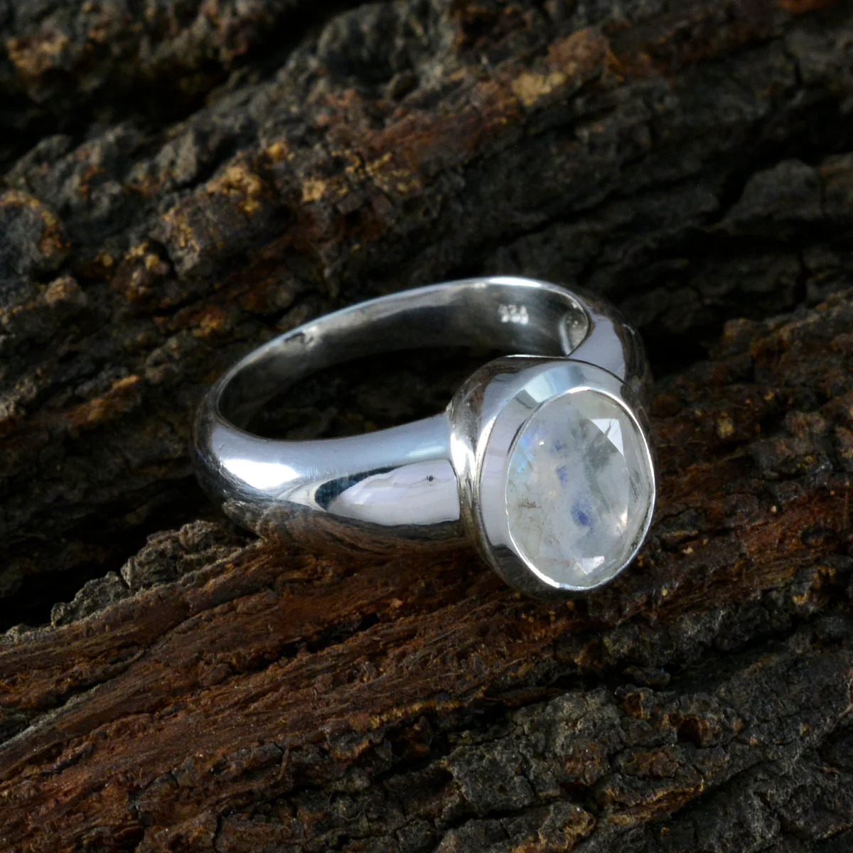 Rainbow Moonstone Solitaire African Silver White Gems Mid-weight Romantic Ring Jewellery - Image 3