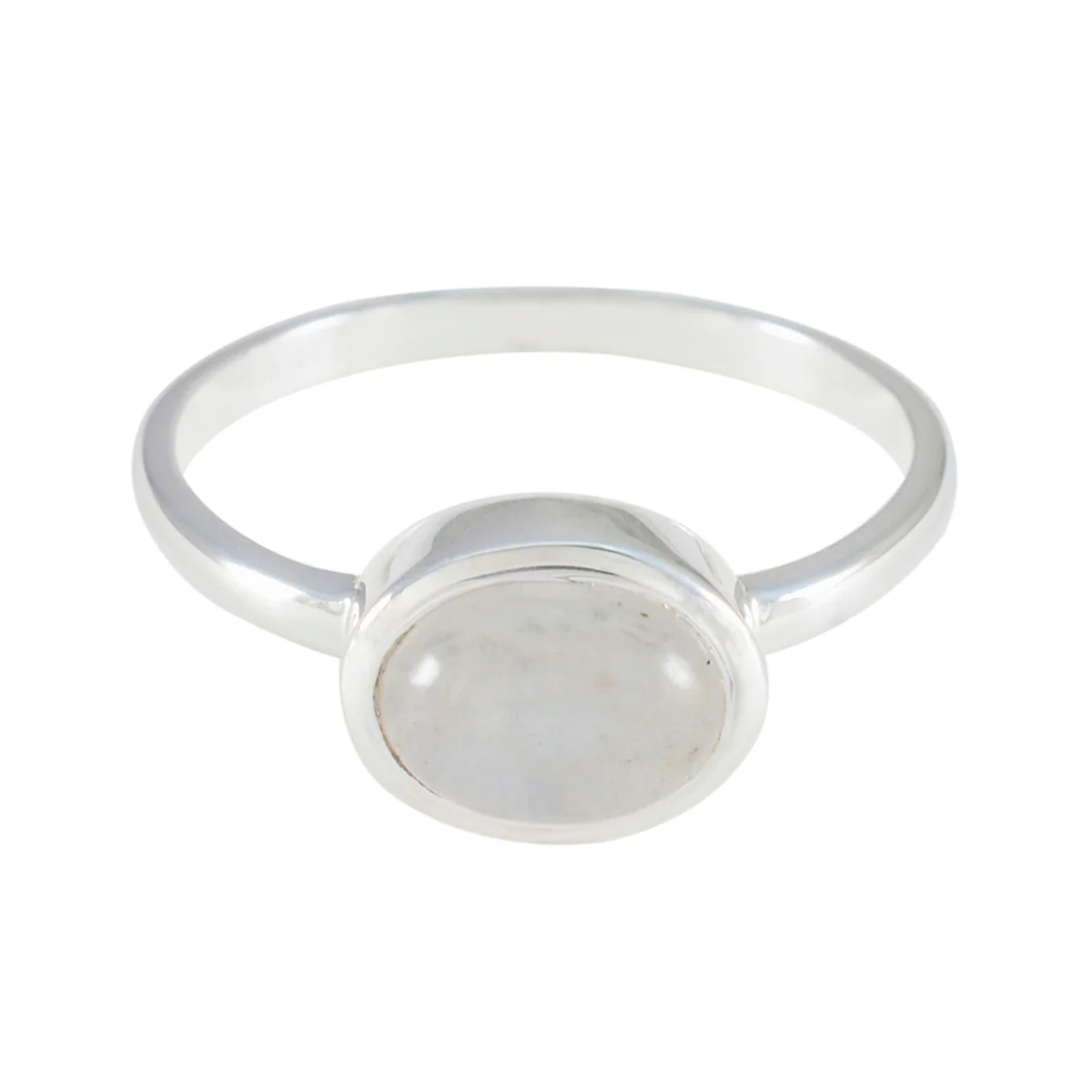 Rainbow Moonstone Solitaire American 92.5 Silver White Gems Dainty Trendy Ring Jewelry