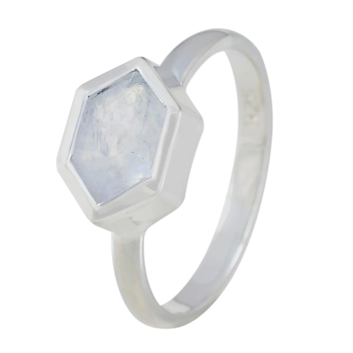 Rainbow Moonstone Solitaire American 92.5 Silver White Gemstones Delicate Graceful Ring Jewelry - Image 2