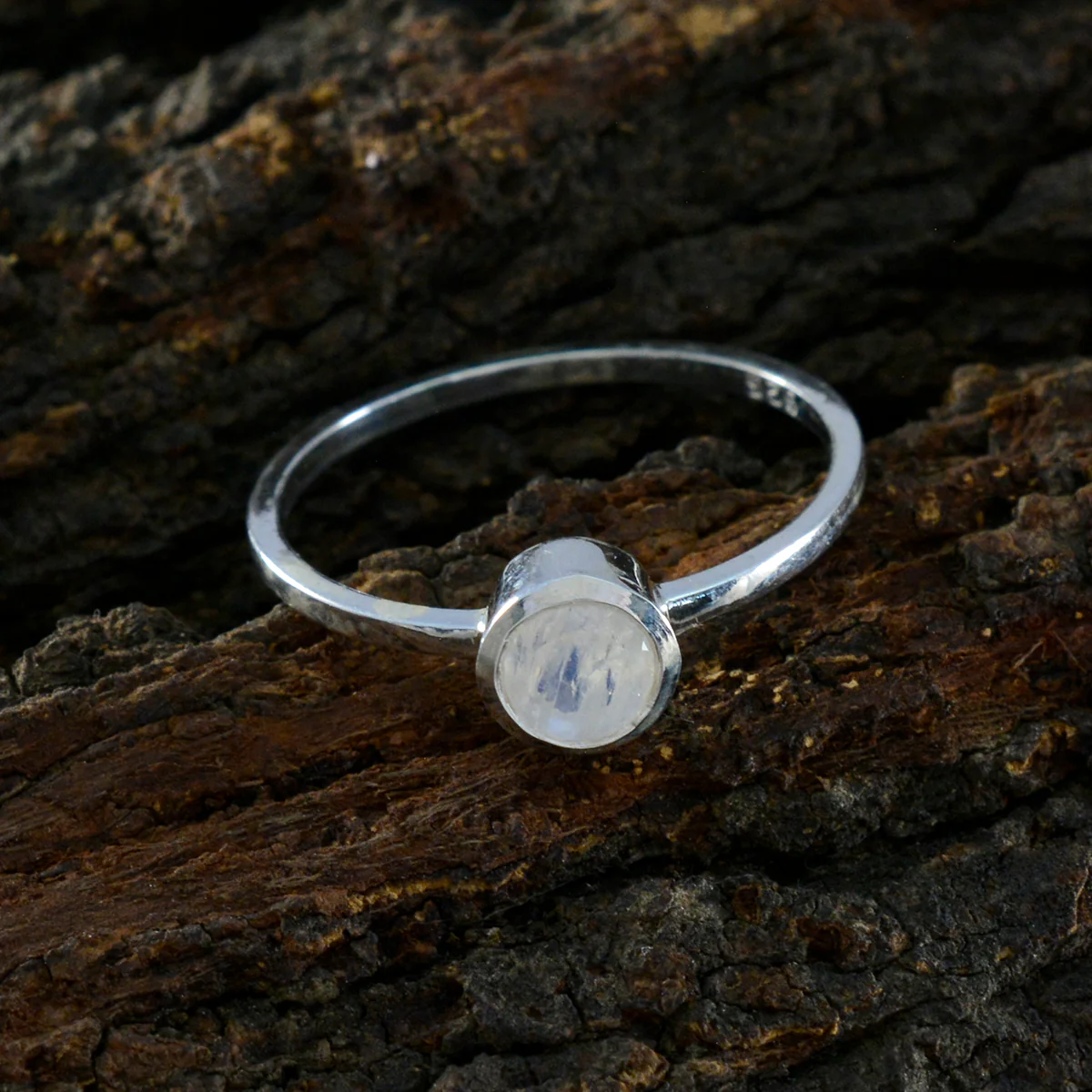 Rainbow Moonstone Solitaire American 925 Sterling Silver White Gemstones Elegant  Sophisticated Ring Jewellery - Image 3