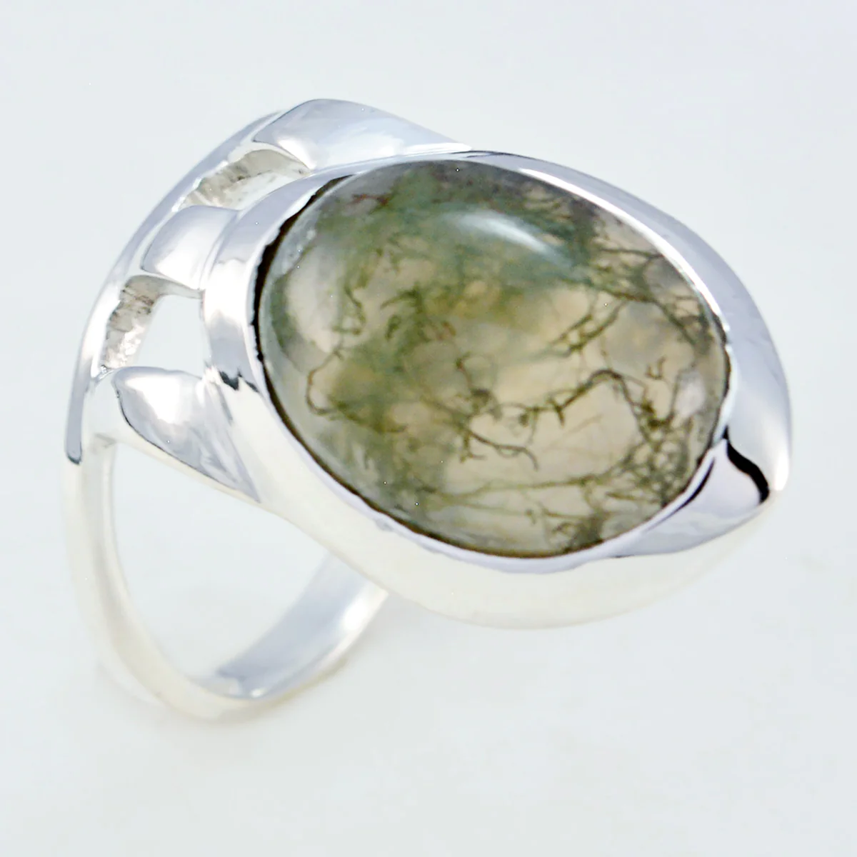 Rainbow Moonstone Solitaire Egyptian Sterling Silver White Gemstone Essential Signet Ring Jewelry - Image 2