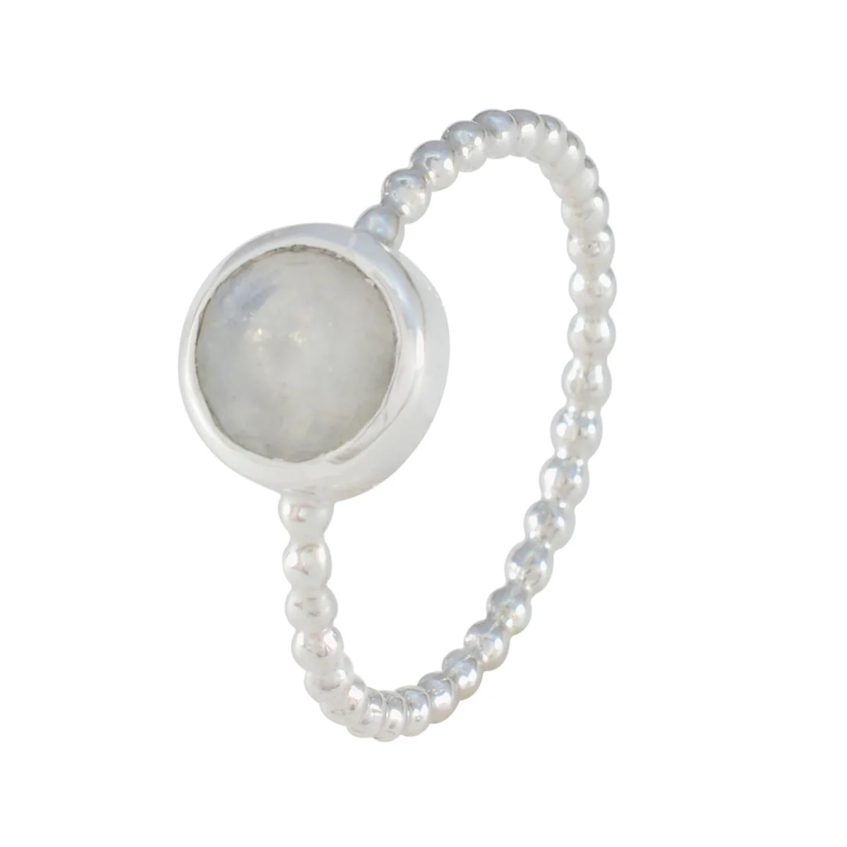 Rainbow Moonstone Solitaire Japanese 92.5 Silver White Gemstone Delicate Twist Ring Jewellery - Image 2