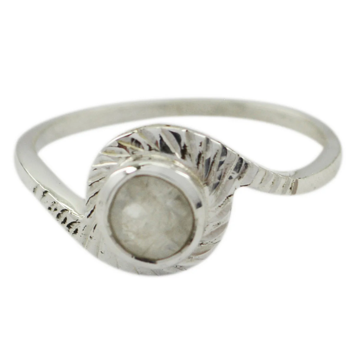 Rainbow Moonstone Solitaire Korean 92.5 Silver White Gemstone Dainty Luxurious Ring Jewellery