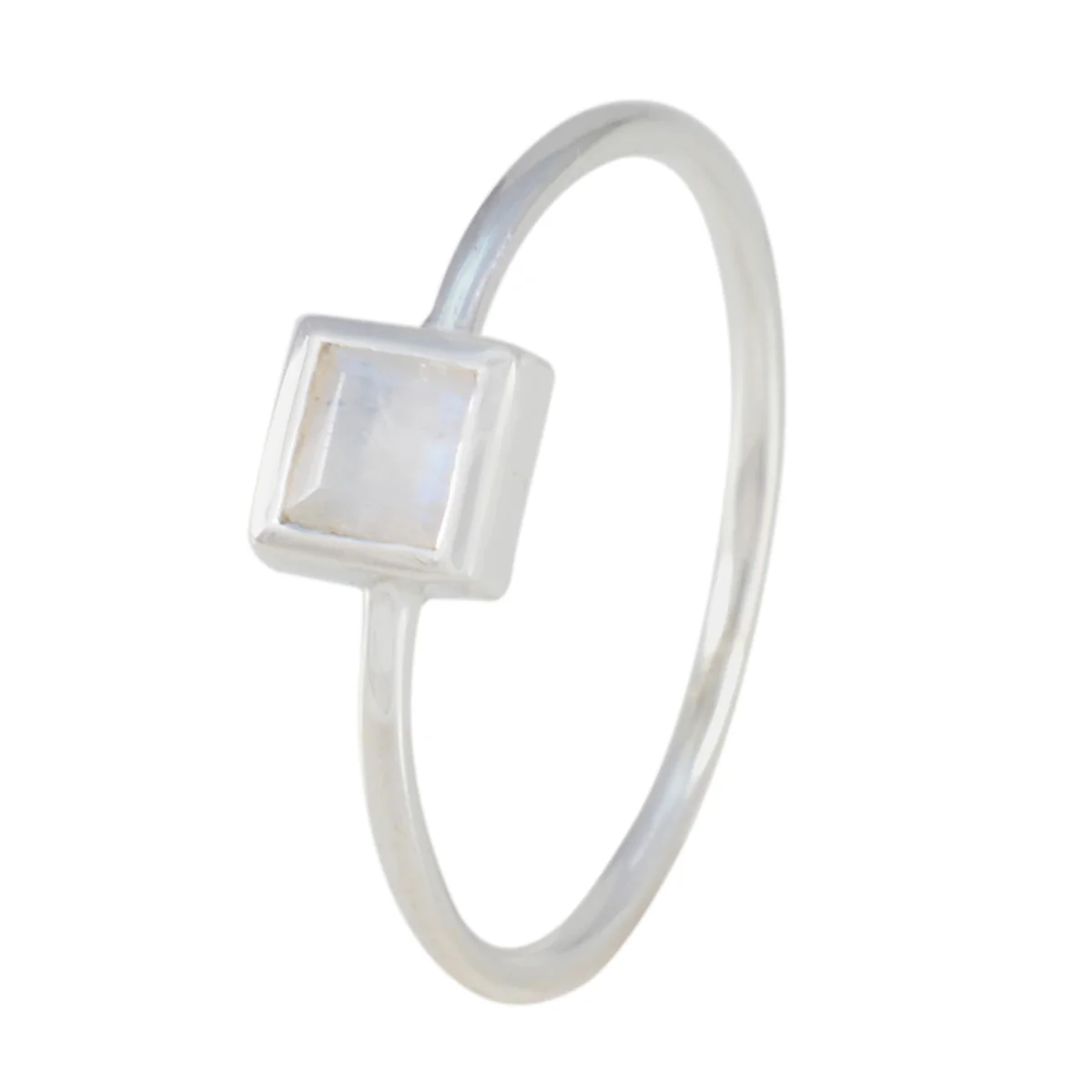 Rainbow Moonstone Solitaire Korean 92.5 Silver White Gemstones Elegant Feminine Ring Jewellery - Image 2