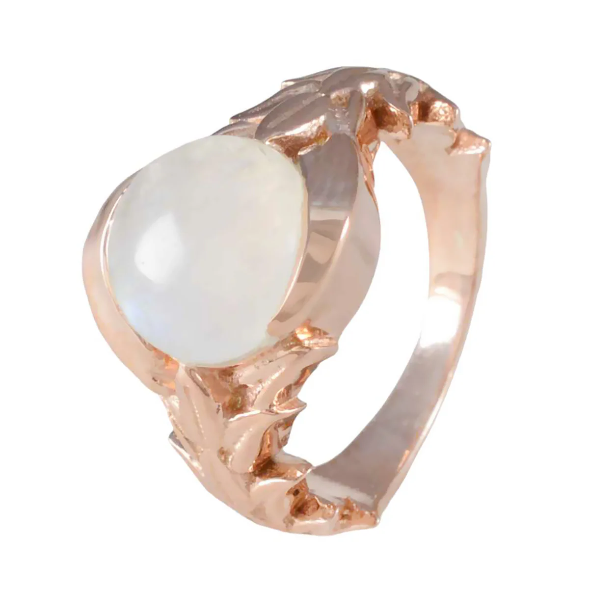 Rainbow Moonstone Solitaire Latin American Silver White Gemstones Mid-weight Trendy Ring Jewelry - Image 2