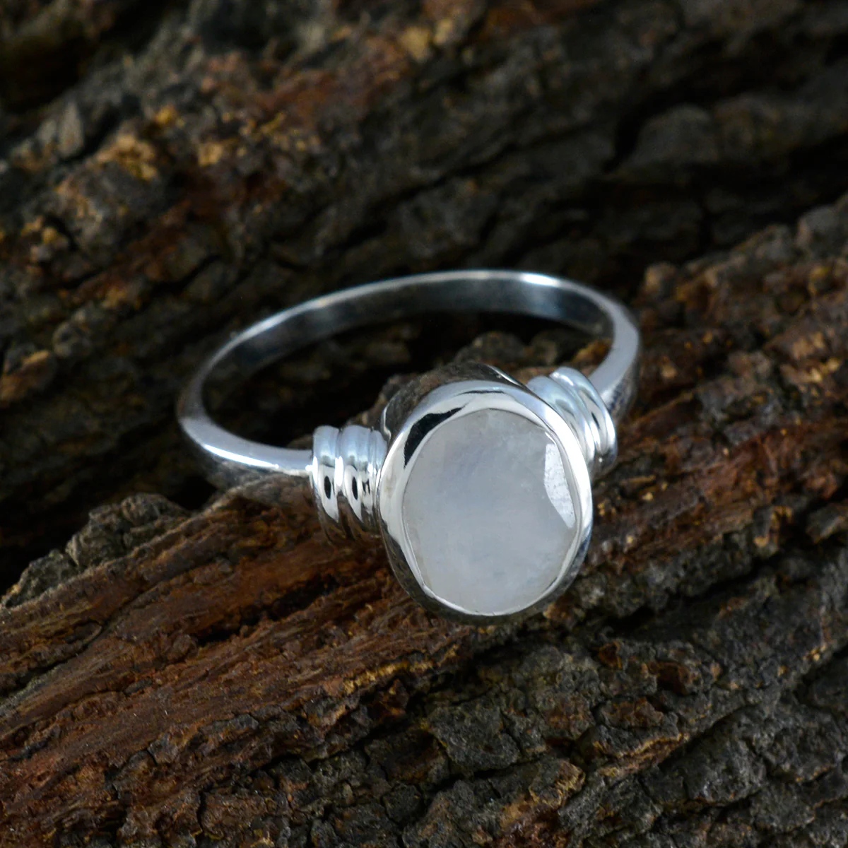 Rainbow Moonstone Solitaire Moroccan 925 Sterling Silver White Gems Mid-weight Glamorous Ring Jewellery - Image 4