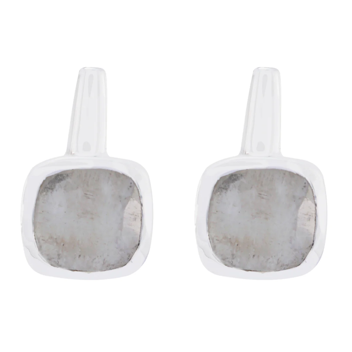 Rainbow Moonstone Spanish Aria Solitaire Stud White Silver Earring