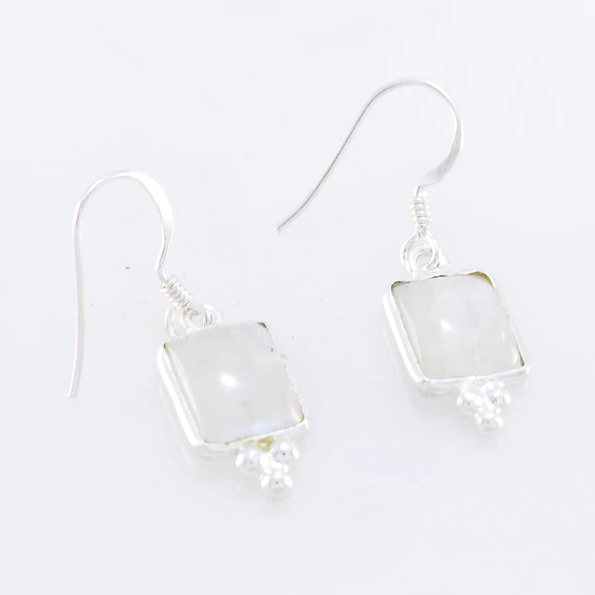 Rainbow Moonstone Spanish Lucy multiple Dangle White Sterling Silver Earring - Image 2