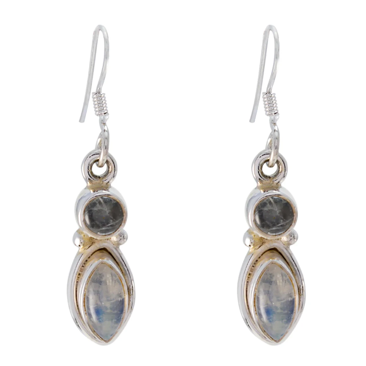 Rainbow Moonstone Spanish Xiu multiple Dangle White 925 Sterling Silver Earring