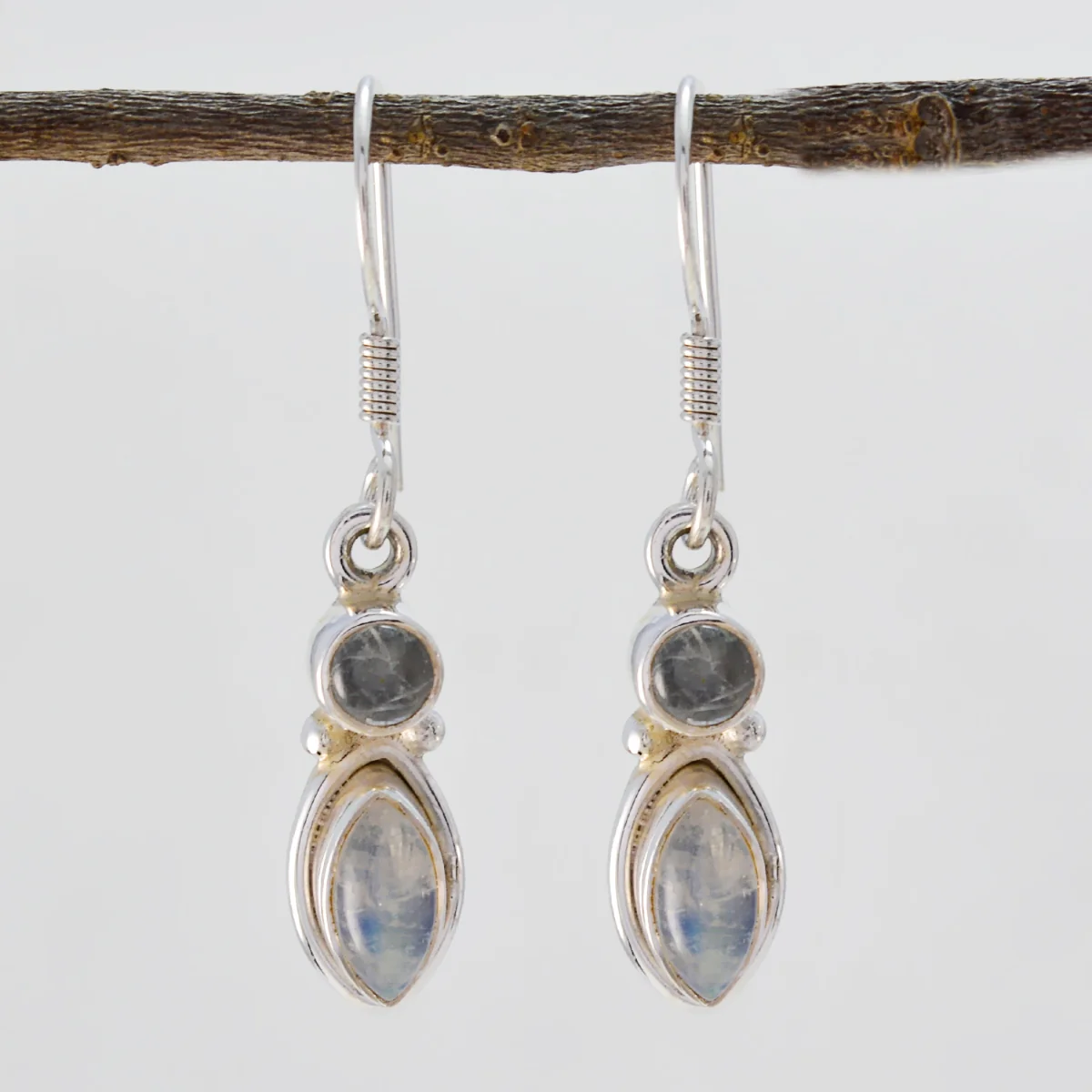 Rainbow Moonstone Spanish Xiu multiple Dangle White 925 Sterling Silver Earring - Image 2