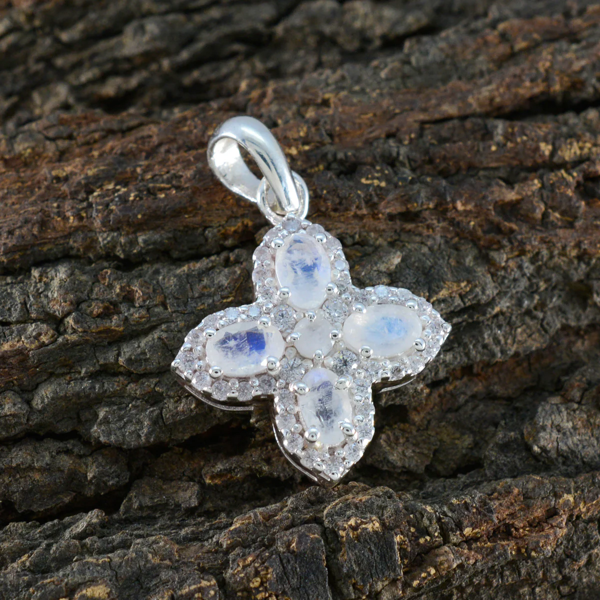 Rainbow Moonstone Tiny Australian Silver multiple Zoe Trendy White Pendant Jewelry - Image 3