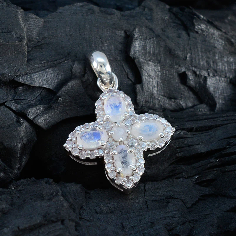 Rainbow Moonstone Tiny Australian Silver multiple Zoe Trendy White Pendant Jewelry - Image 4