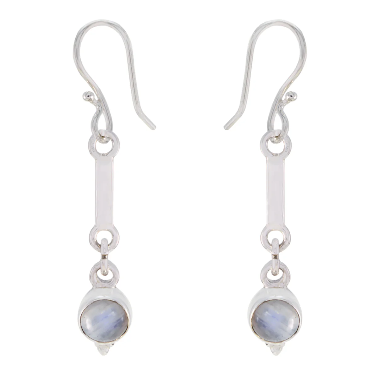 Rainbow Moonstone Turkish Isadora multiple Dangle White Silver Earring