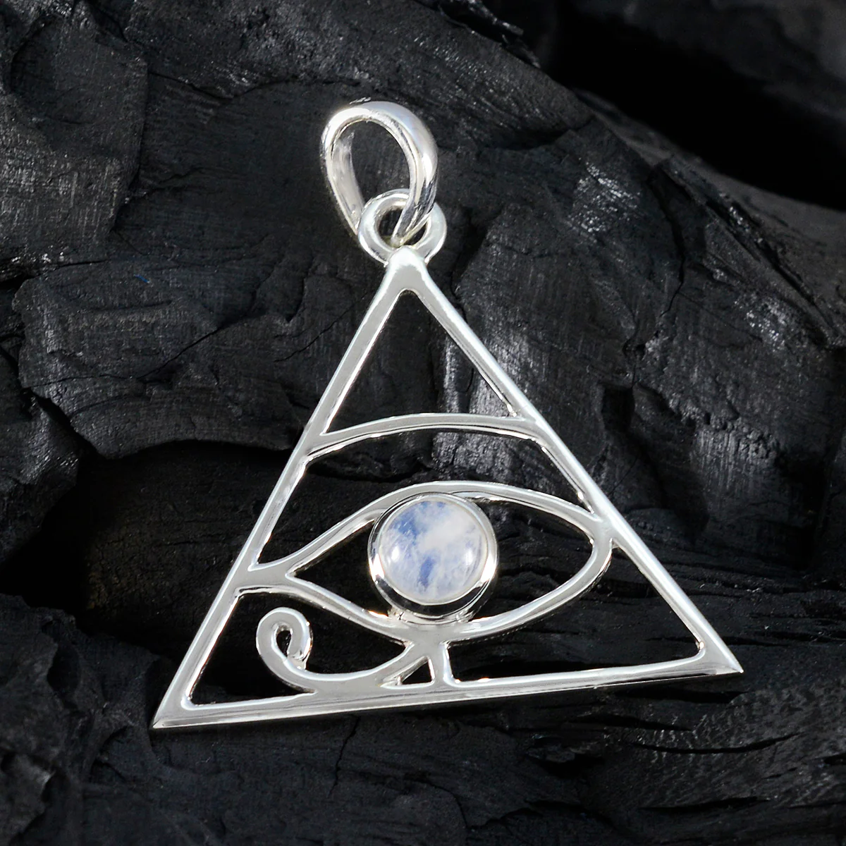 Rainbow Moonstone Whisper-thin Spanish 925 Silver Solitaire Ivana Rope-Wire White Pendant Jewelry - Image 3