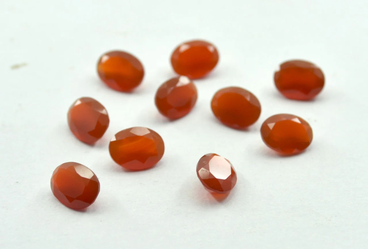 Red Onyx 10PC Tiny 3x5 MM Oval Faceted Red Brilliant Semi Precious Loose Gemstones - Image 3