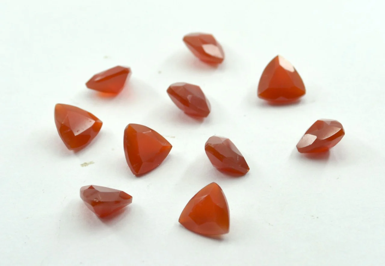 Red Onyx 10PC Tiny 4x4 MM Triangle Faceted Red Brilliant Semi Precious Loose Gemstones