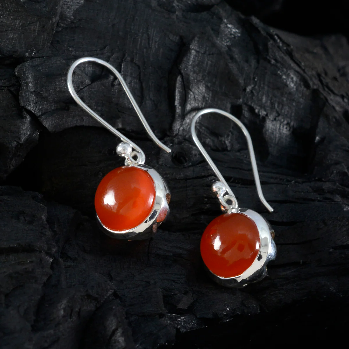 Red Onyx French Clara multiple Dangle Red Silver Earring - Image 2