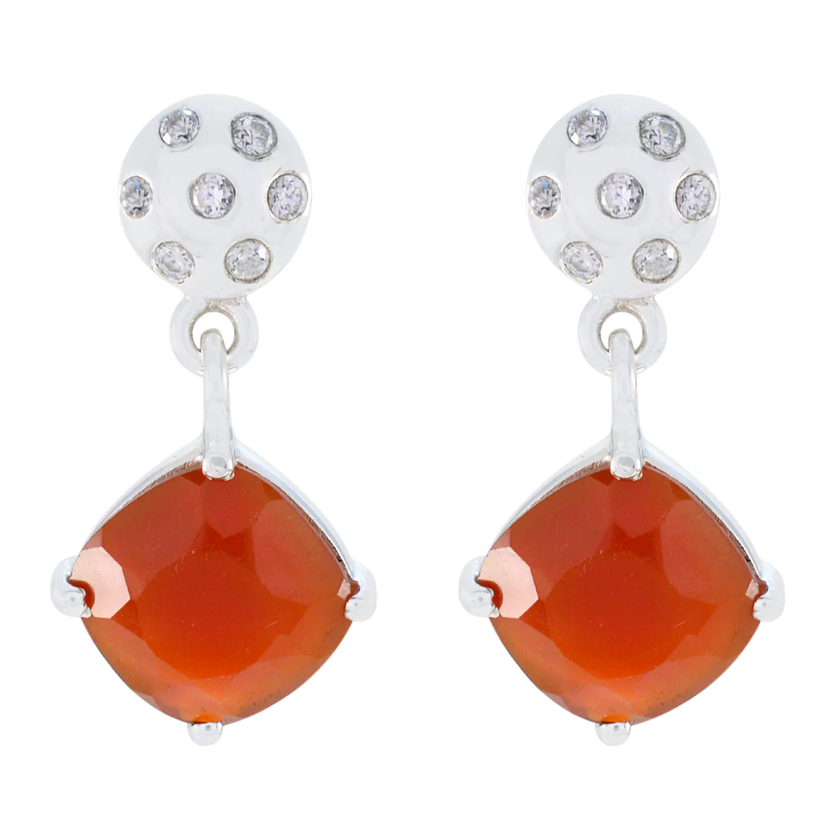 Red Onyx German Emily multiple Stud Red Silver Earring - Image 2