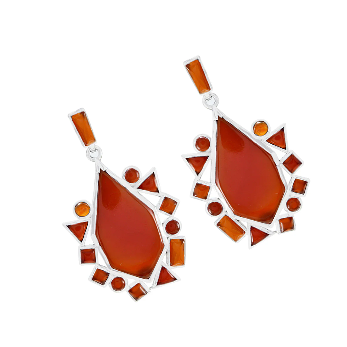 Red Onyx Italian Bianca multiple Stud Red 925 Silver Earring - Image 3