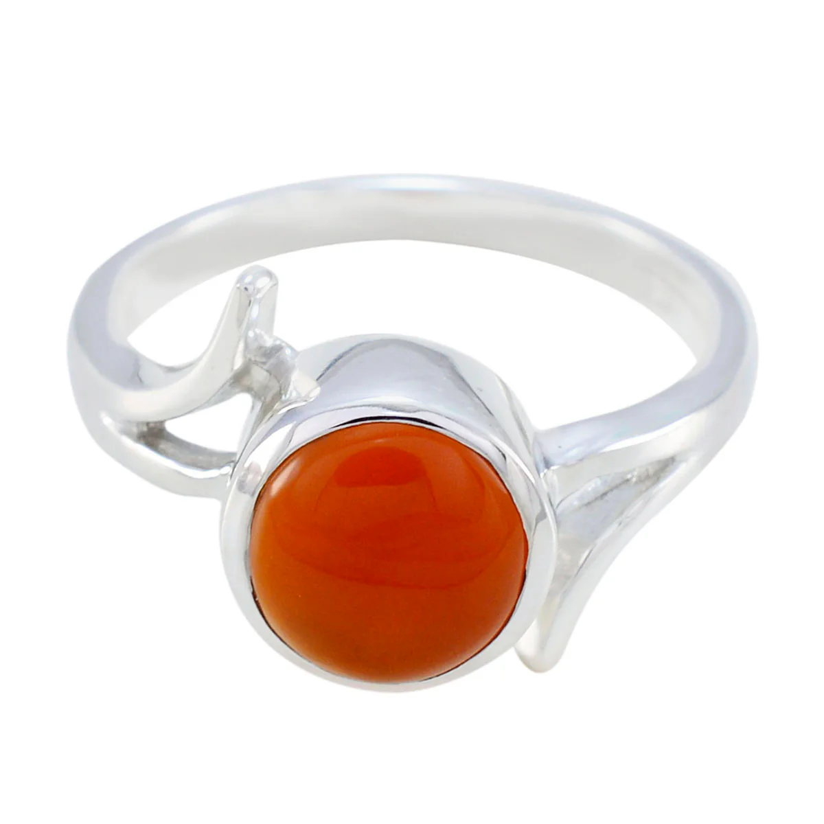 Red Onyx Solitaire French Sterling Silver Red Gemstone Slim Abstract Ring Jewellery