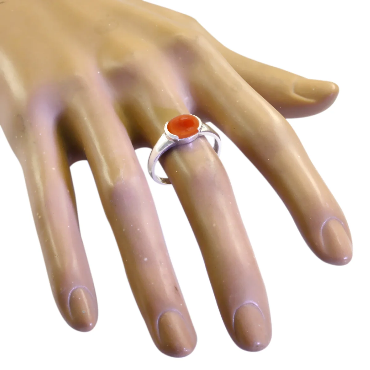 Red onyx Solitaire Japanese Silver Red Gems Dainty Contemporary Ring Jewellery - Image 2