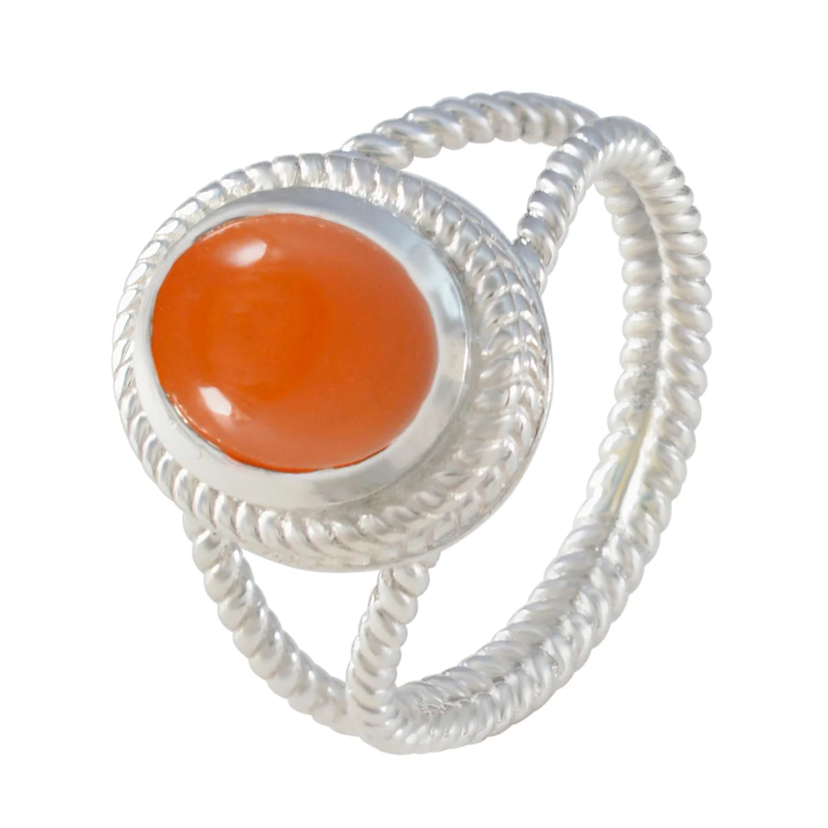 Red Onyx Solitaire Mexican 92.5 Silver Red Gemstone Classic Rope-Wire Ring Jewellery - Image 2