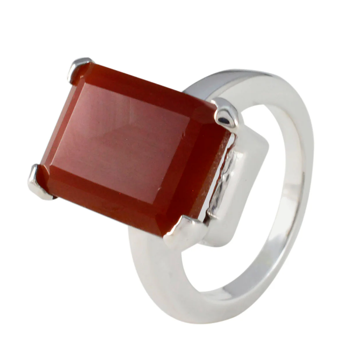 Red Onyx Solitaire Moroccan Silver Red Gemstones Essential  Modern Ring Jewellery - Image 2