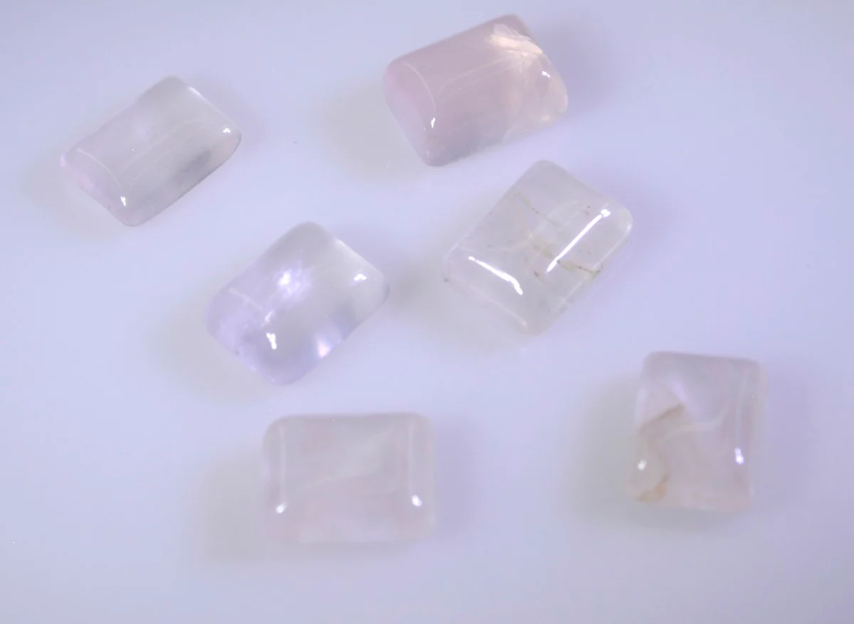 Rose Quartz 10PC Tiny 3x5 MM Emerald Cabochon Pink Natural semi Precious Gems - Image 2