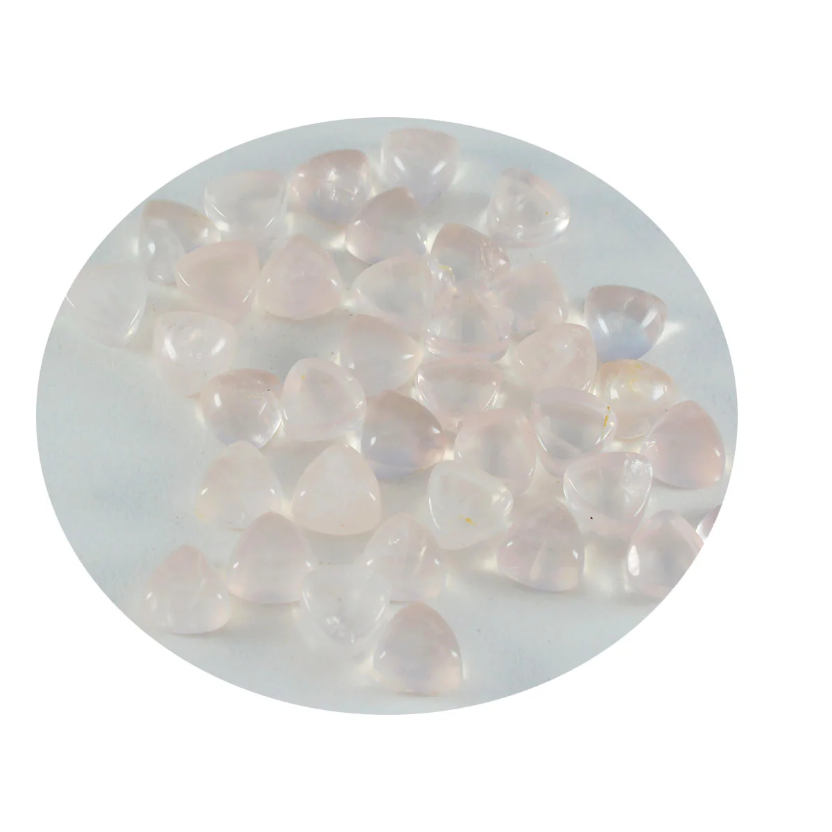 Rose Quartz 10PC Tiny 4x4 MM Triangle Cabochon Pink Fine semi Precious Loose Gemstone - Image 2