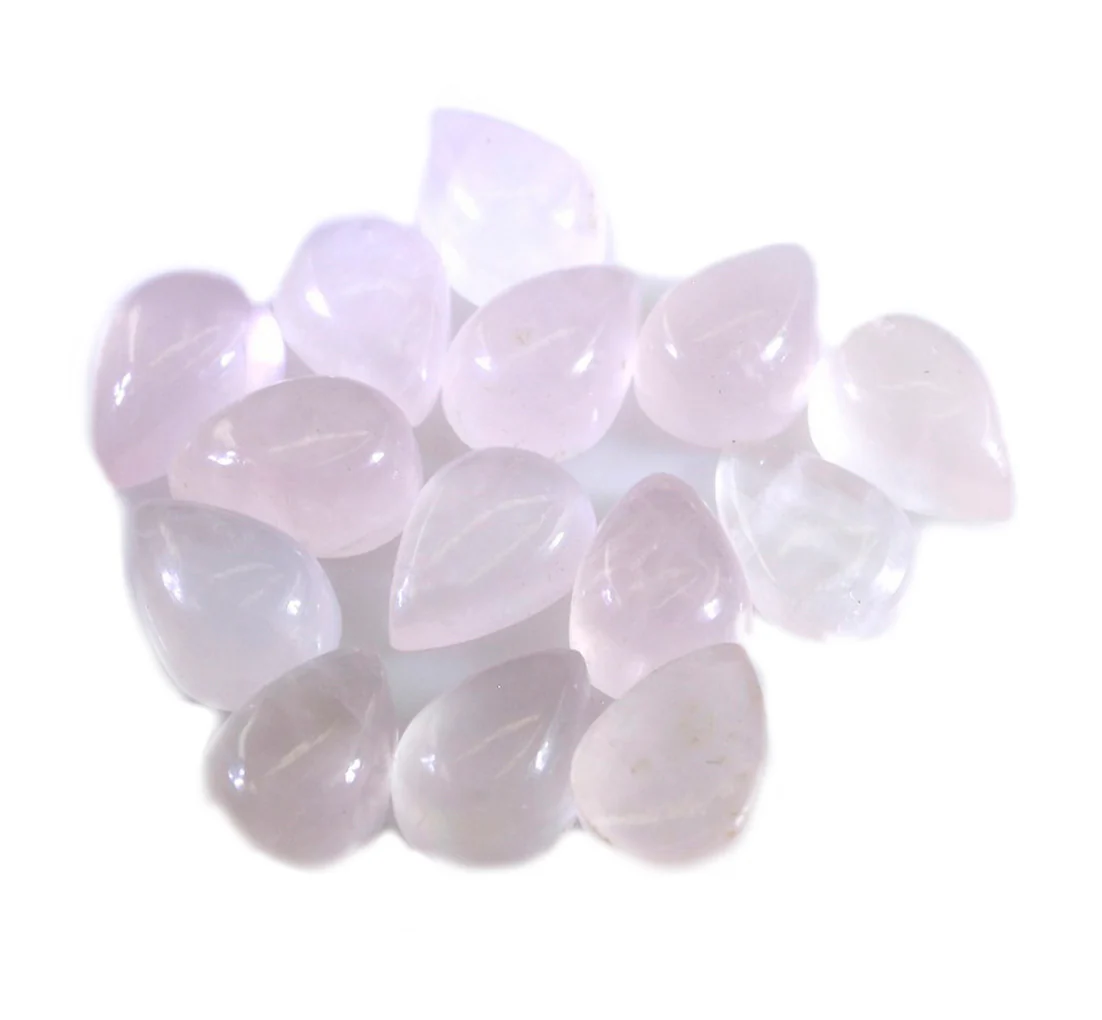 Rose Quartz 1PC Small 6x9 MM Pear Cabochon Pink Natural semi Precious Gems - Image 3
