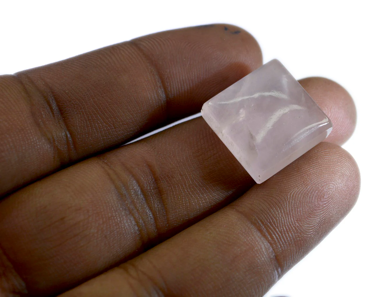 Rose Quartz 1PC Small 8x8 MM Square Cabochon Pink Polished semi Precious Loose Gemstones - Image 3