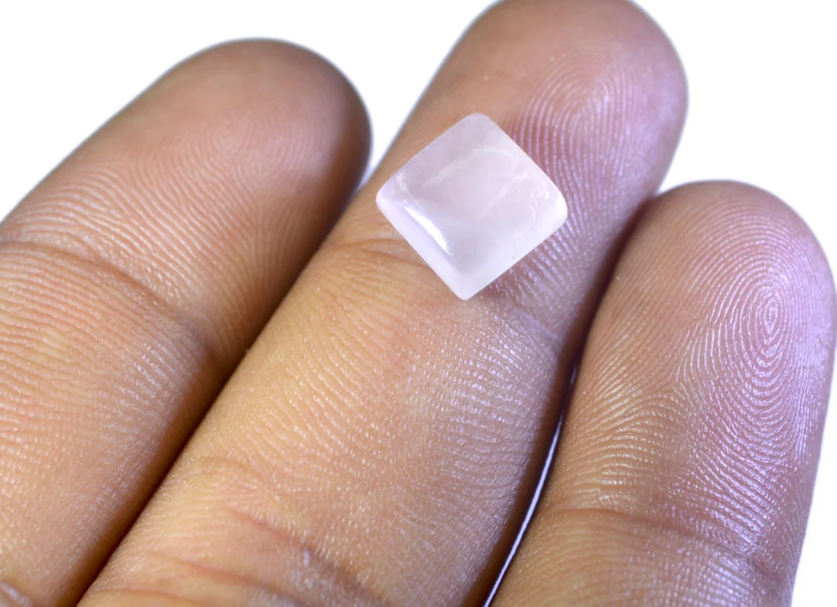 Rose Quartz 1PC Tiny 6x6 MM Square Cabochon Pink Brilliant semi Precious Loose Gems - Image 3