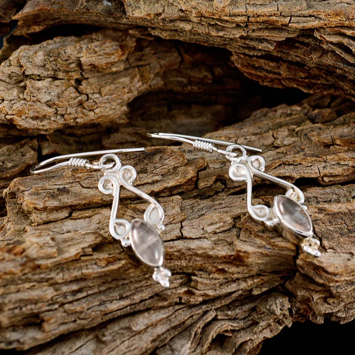 Rose Quartz Australian Hazel multiple Dangle Pink 925 Sterling Silver Earring - Image 3