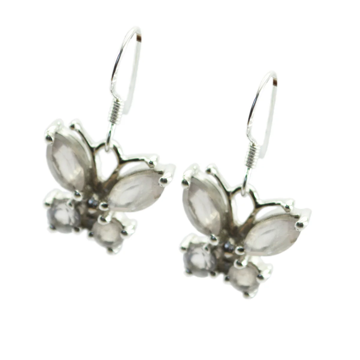 Rose Quartz Japanese Teresa multiple Dangle Pink Silver Earring - Image 2